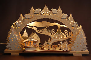 LED Schwibbogen Grillhütte klein, verschneit, 53cm