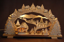 Laden Sie das Bild in den Galerie-Viewer, LED Schwibbogen Grillhütte klein, verschneit, 53cm