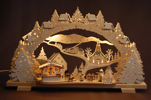 LED Schwibbogen Grillhütte klein, verschneit, 53cm