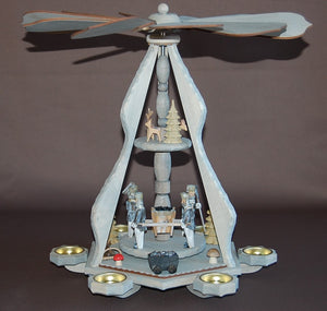 Stabpyramide Bergmänner grau, 2 Etagen, Höhe ca. 46cm