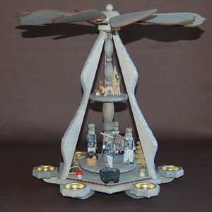 Stabpyramide Bergmänner grau, 2 Etagen, Höhe ca. 46cm