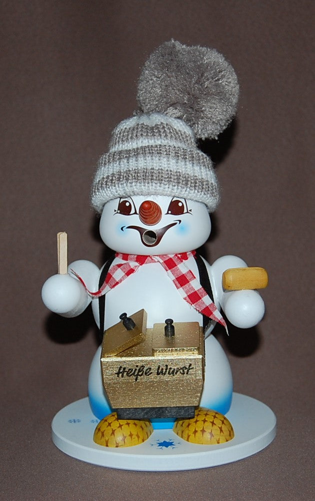 Räuchermann Schneemann weiß Wurstverkäufer