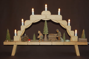 Schwibbogen Holztransport geschnitzt, 71x44 cm