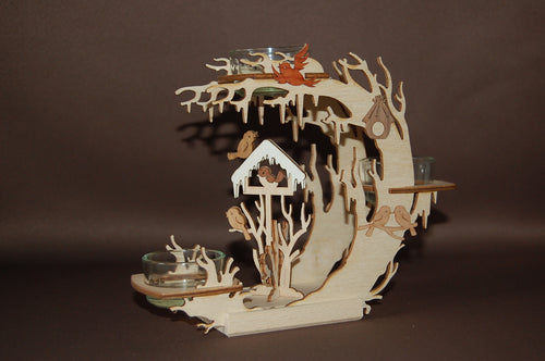Teelichtkranz mit Vogelhaus