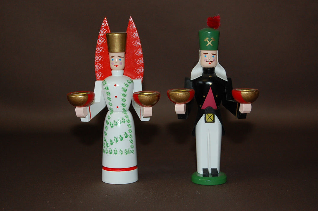 Engel und Bergmann mit getupfter Schürze