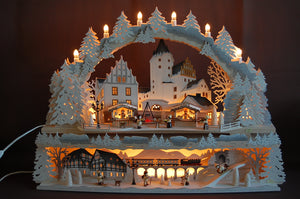 variabler Schwibbogen Schloßweihnacht, verschneit
