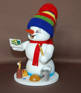 Räuchermann Schneemann weiß Maler