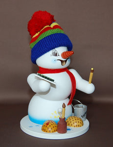 Räuchermann Schneemann weiß Maler