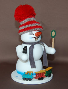 Räuchermann Schneemann weiß Eisenbahner