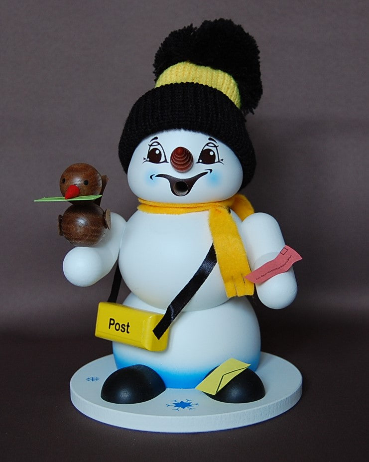 Räuchermann Schneemann weiß Postbote