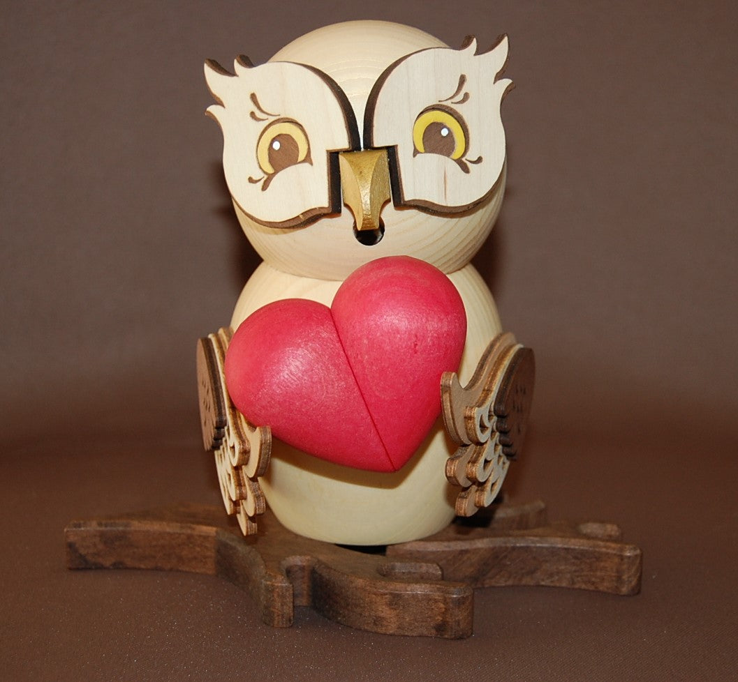 Räuchermännchen Eule mit Herz